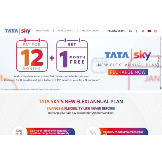 Tata Play HD Box -With 12 Months Pack Free -Tata Sky /Play New Connection 100% Cash Back Dhamaka Offer- End of Season